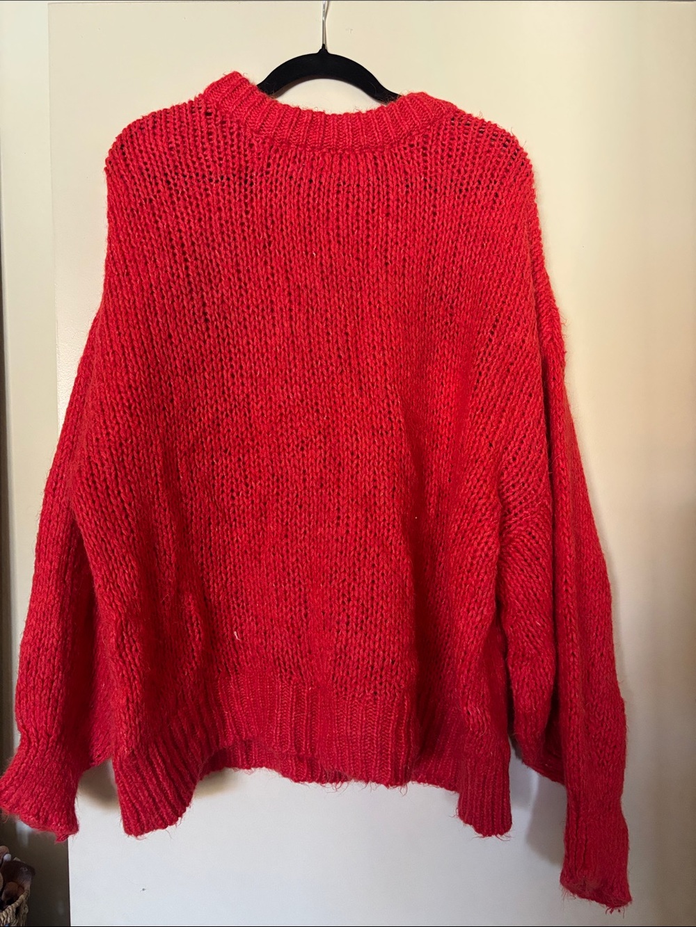 Zara Bright Red Chunky Knit Crewneck Sweater